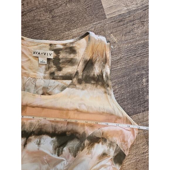 Ava & viv rayon maxi dress 0x xl plus tiedye boho tie waist coastal beach - Picture 4 of 7